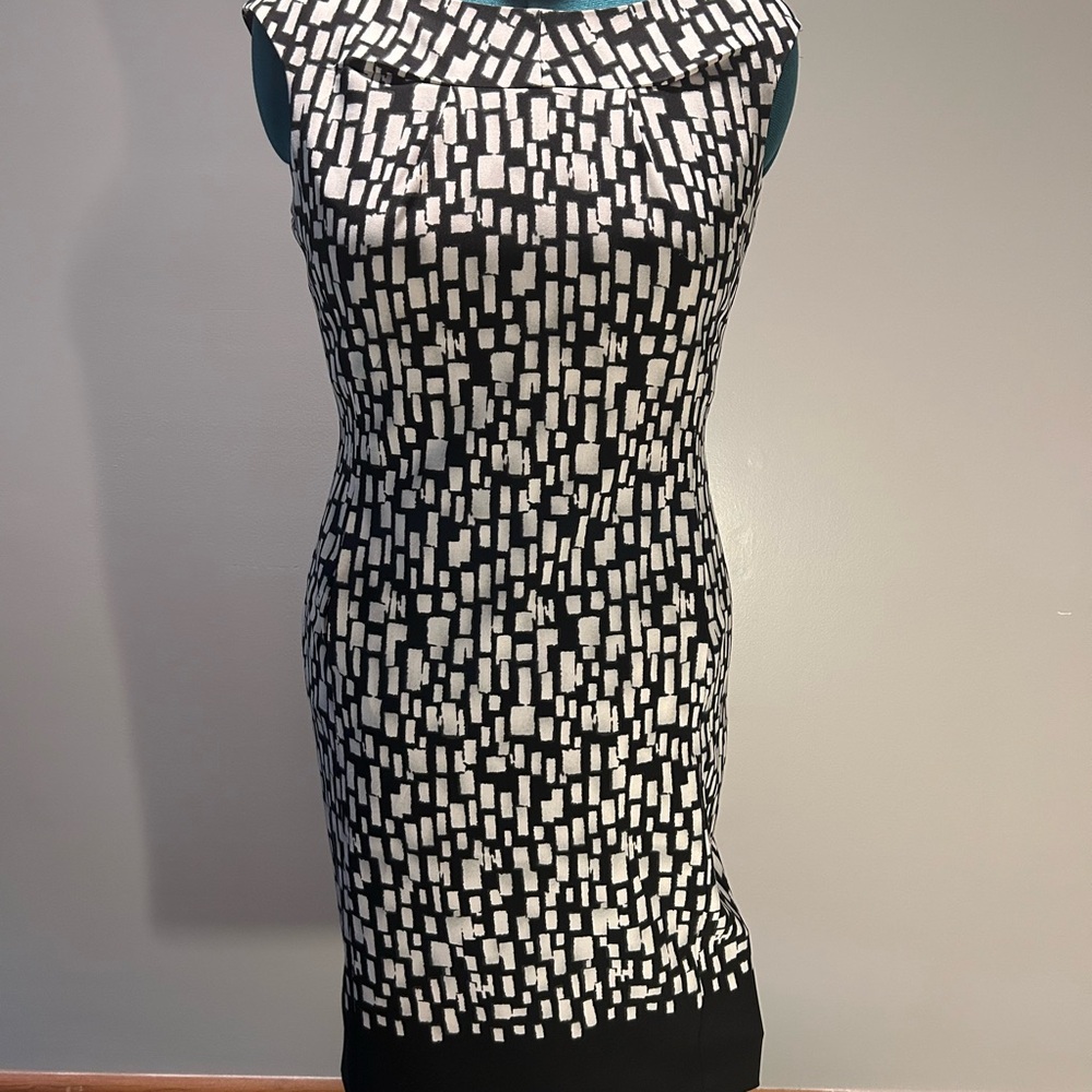 Calvin Klein Black and White Sheath Midi Dress